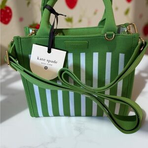Kate Spade Green and Baby Blue Striped Women's Bag
